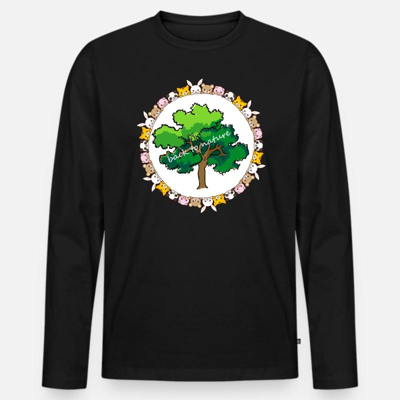 back to nature - Männer Premium Bio Langarmshirt - Schwarz