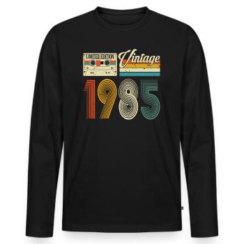 millésime 1985 édition limitée 40E anniversaire - T-shirt manches longues Premium bio Homme - noir - Devant - Nico (187cm)