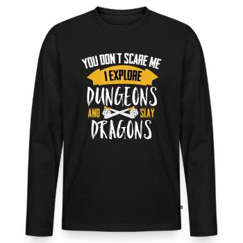 Rpg Dungeon Fantasy Cubes d20 Chemise cadeau - T-shirt manches longues Premium bio Homme - noir - Devant - Nico (187cm)