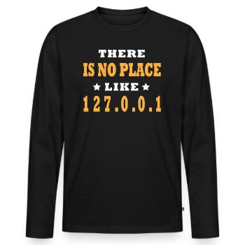 There Is No Place Like 127.0.0.1 Informatik Witzig - Männer Premium Bio Langarmshirt - Schwarz - Vorne - Nico (187cm)