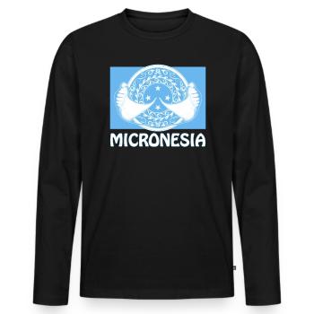 Flagge Mikronesiens und Mantarochen - Männer Premium Bio Langarmshirt - Schwarz - Vorne - Nico (187cm)