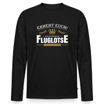 Fluglotse - Männer Premium Bio Langarmshirt - Schwarz - Vorne - Nico (187cm)