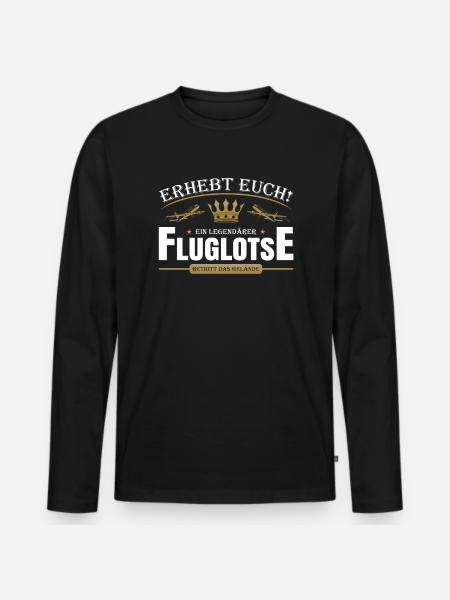Fluglotse - Männer Premium Bio Langarmshirt - Schwarz