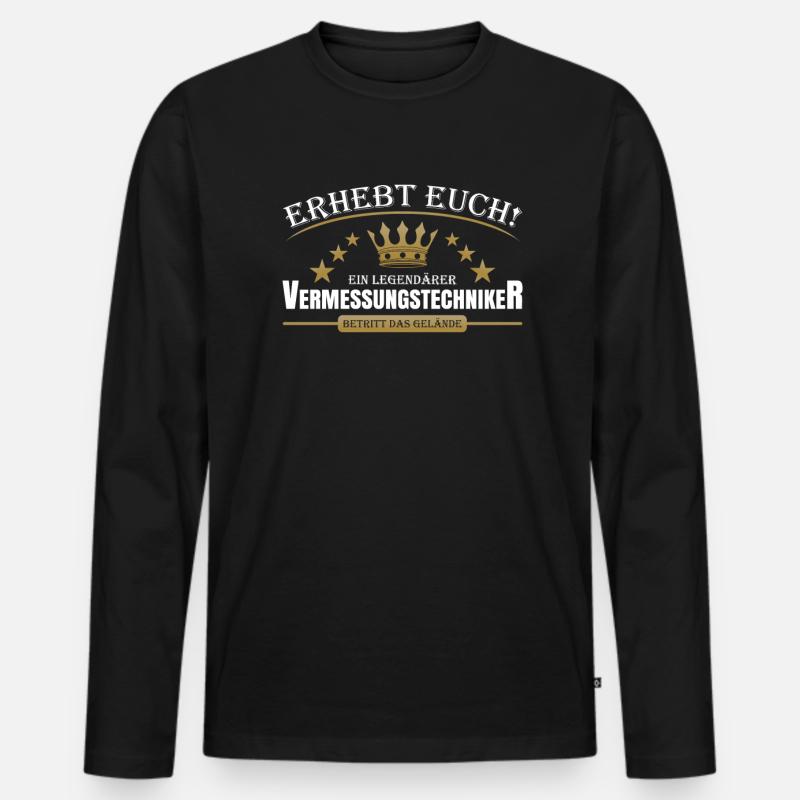 Vermessungstechniker - Männer Premium Bio Langarmshirt - Schwarz