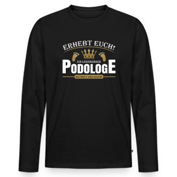 Podologe - Männer Premium Bio Langarmshirt - Schwarz - Vorne - Nico (187cm)