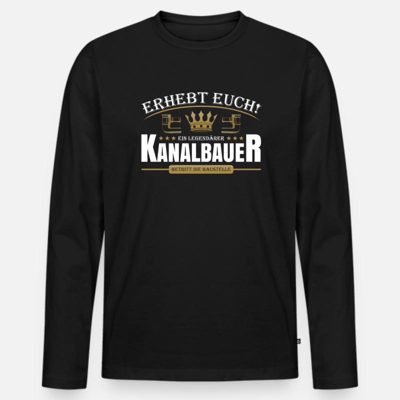 Kanalbauer - Männer Premium Bio Langarmshirt - Schwarz