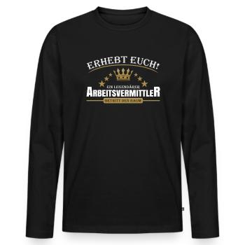 Arbeitsvermittler - Männer Premium Bio Langarmshirt - Schwarz - Vorne - Nico (187cm)