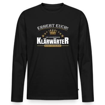 Klärwärter - Männer Premium Bio Langarmshirt - Schwarz - Vorne - Nico (187cm)