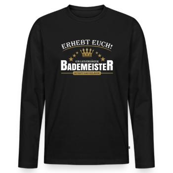 Bademeister - Männer Premium Bio Langarmshirt - Schwarz - Vorne - Nico (187cm)