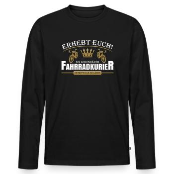 Fahrradkurier - Männer Premium Bio Langarmshirt - Schwarz - Vorne - Nico (187cm)