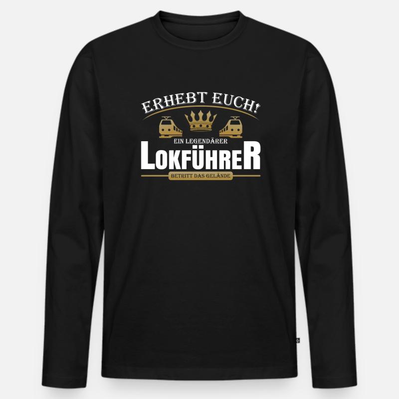Legendärer Lokführer - Männer Premium Bio Langarmshirt - Schwarz