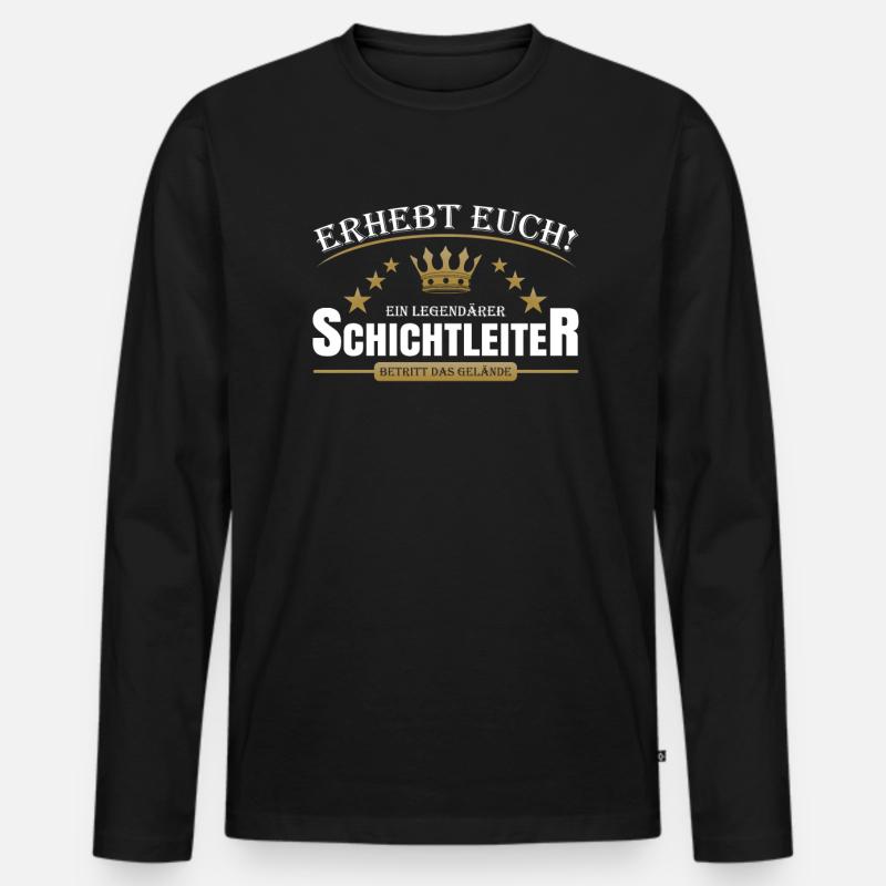 Schichtleiter - Männer Premium Bio Langarmshirt - Schwarz