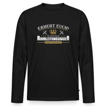 Rohrleitungsbauer - Männer Premium Bio Langarmshirt - Schwarz - Vorne - Nico (187cm)