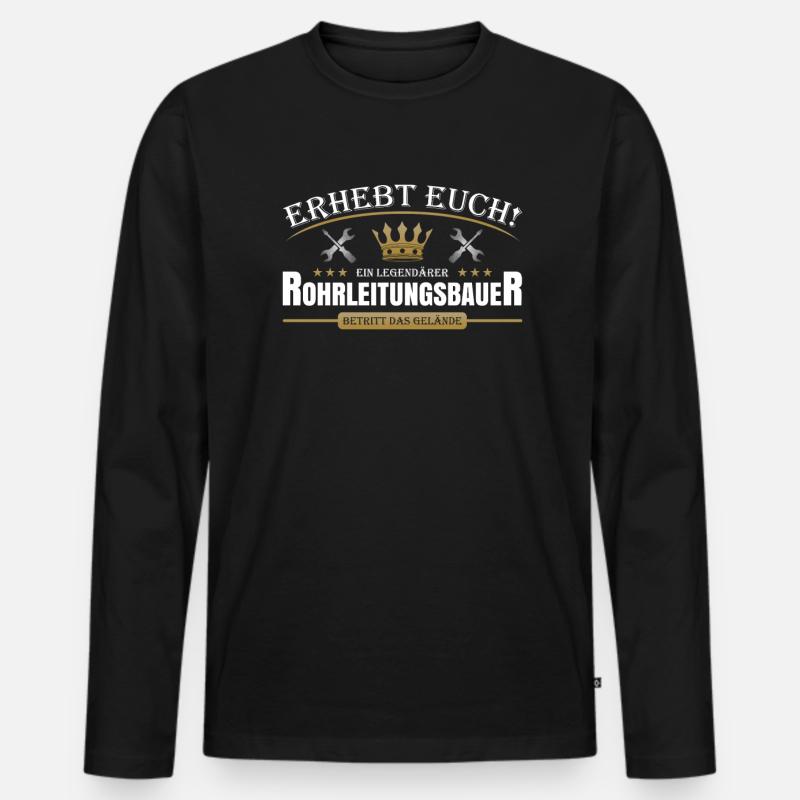 Rohrleitungsbauer - Männer Premium Bio Langarmshirt - Schwarz
