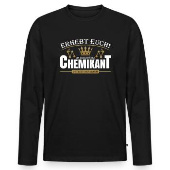 Chemikant - Männer Premium Bio Langarmshirt - Schwarz - Vorne - Nico (187cm)