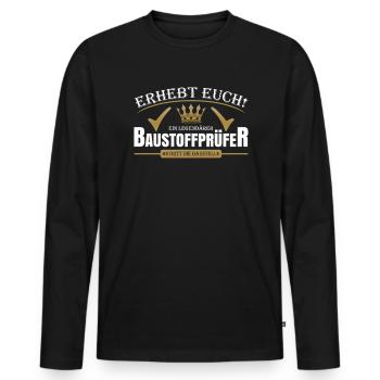 Baustoffprüfer - Männer Premium Bio Langarmshirt - Schwarz - Vorne - Nico (187cm)
