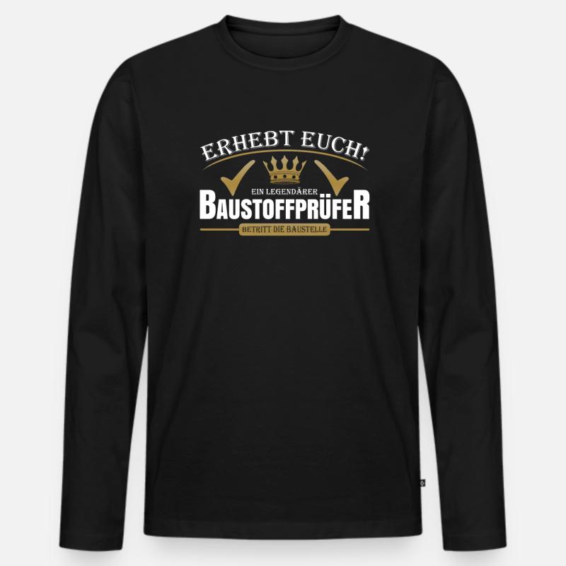 Baustoffprüfer - Männer Premium Bio Langarmshirt - Schwarz