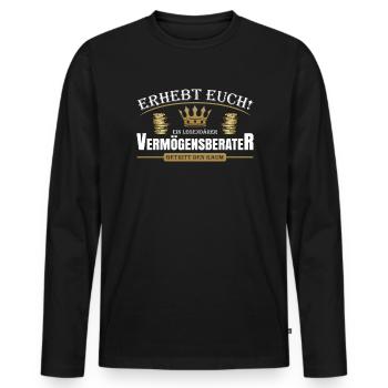 Vermögensberater - Männer Premium Bio Langarmshirt - Schwarz - Vorne - Nico (187cm)