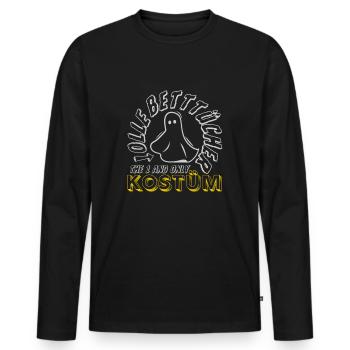 Olle Betttücher - Das einzig wahre Kostüm - Männer Premium Bio Langarmshirt - Schwarz - Vorne - Nico (187cm)