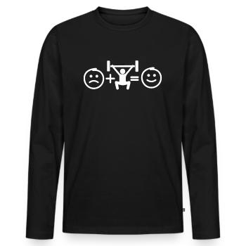 Gewichtheben macht mich glücklich - Männer Premium Bio Langarmshirt - Schwarz - Vorne - Nico (187cm)