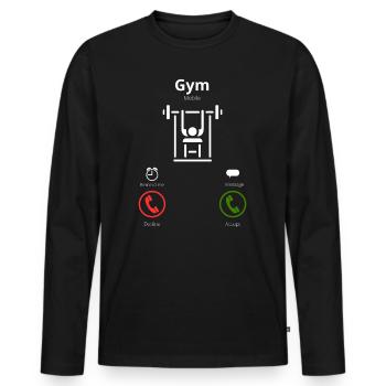 Le gymnase m’appelle - T-shirt manches longues Premium bio Homme - noir - Devant - Nico (187cm)