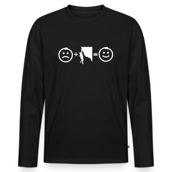 Klettern macht mich glücklich - Männer Premium Bio Langarmshirt - Schwarz - Vorne - Nico (187cm)