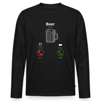 Bier ruft: - Männer Premium Bio Langarmshirt - Schwarz - Vorne - Nico (187cm)