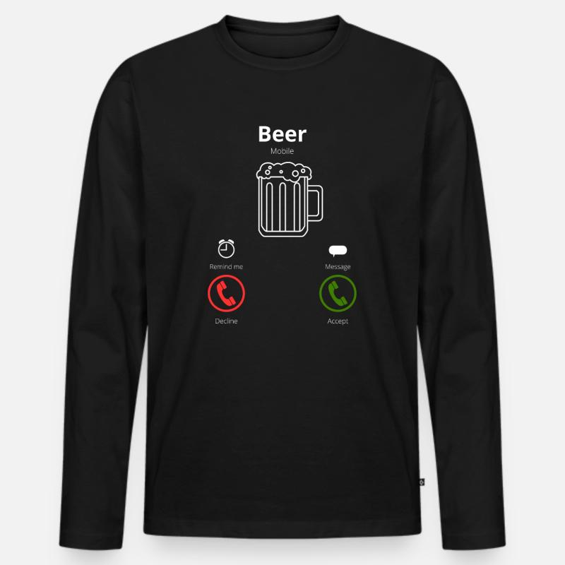 Bier ruft: - Männer Premium Bio Langarmshirt - Schwarz