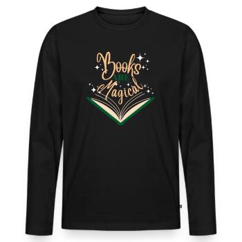 Les livres sont magiques - T-shirt manches longues Premium bio Homme - noir - Devant - Nico (187cm)
