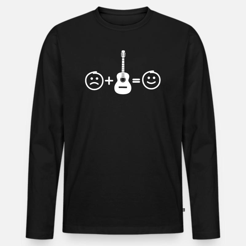 Die Gitarre macht mich glücklich - Männer Premium Bio Langarmshirt - Schwarz