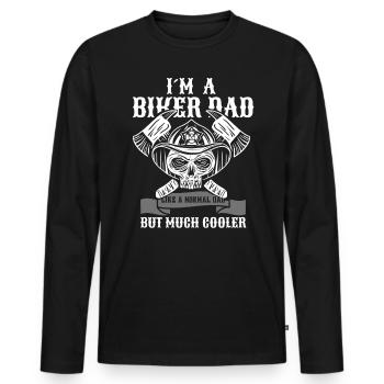 Ich bin Feuerwehrmann Vater, ein normaler Vater, aber cooler - Männer Premium Bio Langarmshirt - Schwarz - Vorne - Nico (187cm)