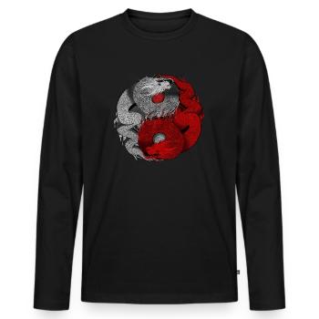 Drache Yin Yang - Männer Premium Bio Langarmshirt - Schwarz - Vorne - Nico (187cm)