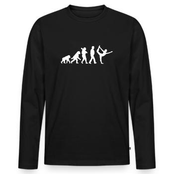 Evolution des Yoga - Männer Premium Bio Langarmshirt - Schwarz - Vorne - Nico (187cm)