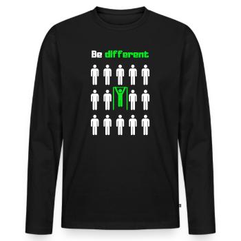 Anders sein, trainieren - Männer Premium Bio Langarmshirt - Schwarz - Vorne - Nico (187cm)