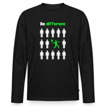 Sei anders, paddele - Männer Premium Bio Langarmshirt - Schwarz - Vorne - Nico (187cm)