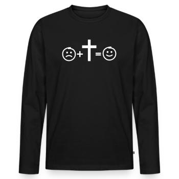 Jesus makes me happy - Men's Premium Organic Long Sleeve Shirt - black - Front - Nico (187cm)