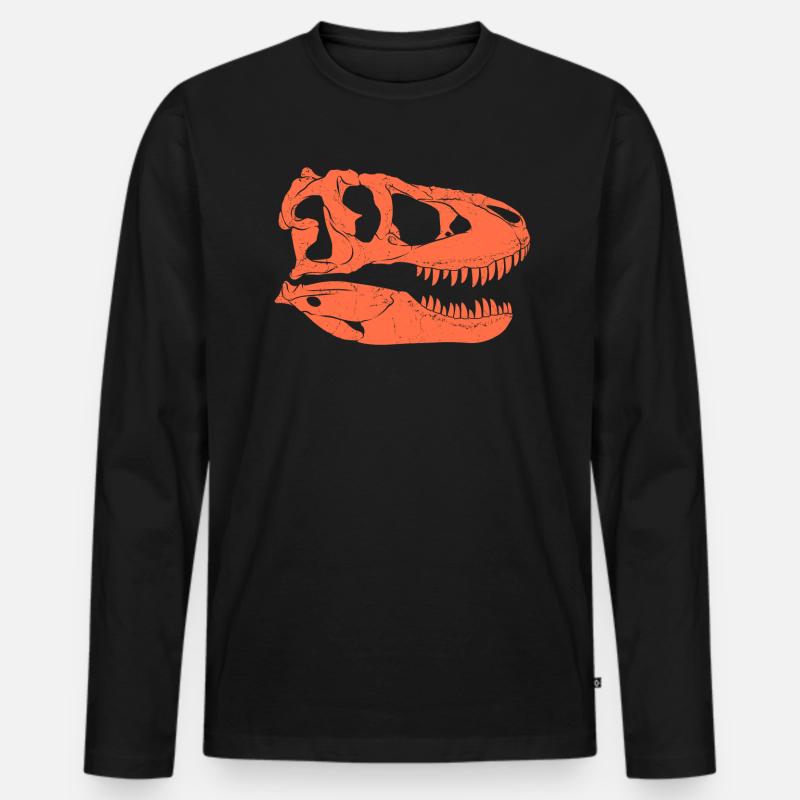 Tarbosaurus Fossil Schädel - Männer Premium Bio Langarmshirt - Schwarz
