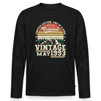 30th Birthday Man May Vintage 1993 Vintage - Men's Premium Organic Long Sleeve Shirt - black - Front - Nico (187cm)