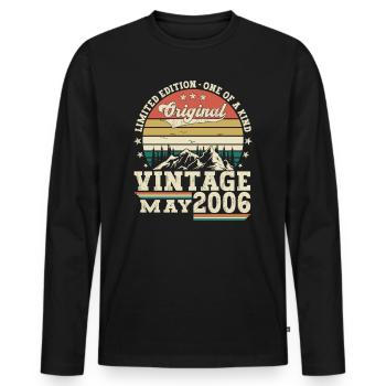 17th Birthday Man May Vintage 2006 Vintage - Men's Premium Organic Long Sleeve Shirt - black - Front - Nico (187cm)
