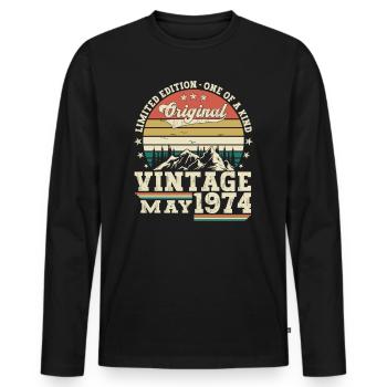 49. Geburtstag Mann Mai Jahrgang 1974 Vintage - Männer Premium Bio Langarmshirt - Schwarz - Vorne - Nico (187cm)