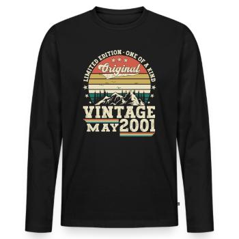 22nd Birthday Man May Vintage 2001Vintage - Men's Premium Organic Long Sleeve Shirt - black - Front - Nico (187cm)