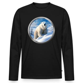 Polar Bear Animal - Men's Premium Organic Long Sleeve Shirt - black - Front - Nico (187cm)
