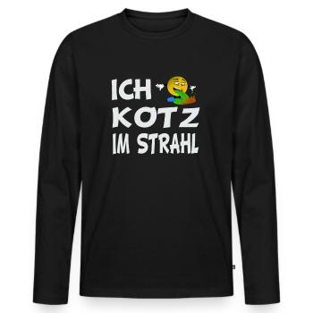 Ich kotz im Strahl Launig Genervt schlechte Laune - Männer Premium Bio Langarmshirt - Schwarz - Vorne - Nico (187cm)