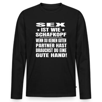 Schafkopf Schafkopfer Schafkopfkarten bayrisch - Männer Premium Bio Langarmshirt - Schwarz - Vorne - Nico (187cm)