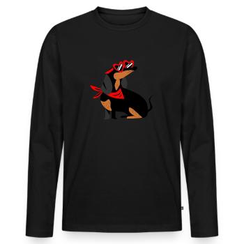 cute dachshund bitch dog dachshund teckel - Men's Premium Organic Long Sleeve Shirt - black - Front - Nico (187cm)