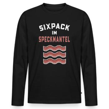 Bierbauch Bauch Bauchspeck Sixpack im Speckmantel - Männer Premium Bio Langarmshirt - Schwarz - Vorne - Nico (187cm)