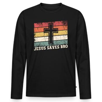Jesus Christ - Christian Shirt - Christian - Men's Premium Organic Long Sleeve Shirt - black - Front - Nico (187cm)