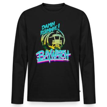 Baywatch Damn Ronnie! - Men's Premium Organic Long Sleeve Shirt - black - Front - Nico (187cm)