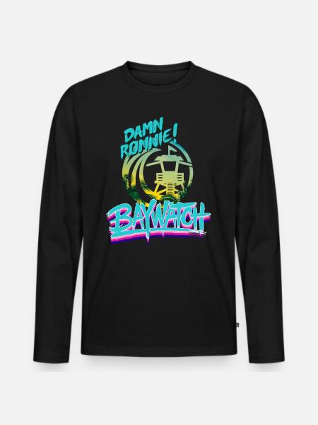 Baywatch Damn Ronnie! - Männer Premium Bio Langarmshirt - Schwarz