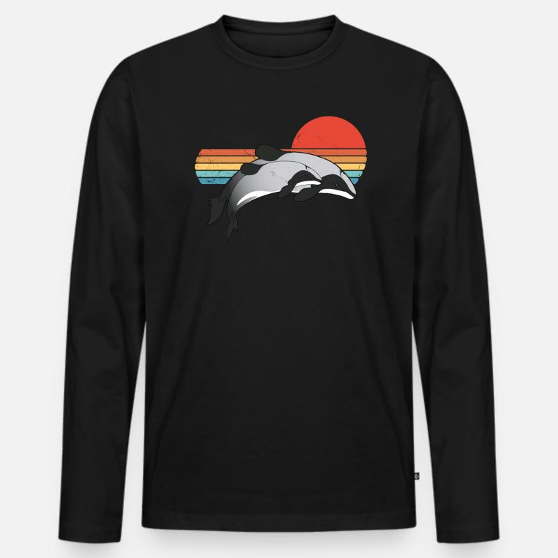 Neuseeland Maui Delfin - Männer Premium Bio Langarmshirt - Schwarz
